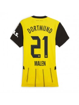 Borussia Dortmund Donyell Malen #21 Replika Hemmakläder Dam 2024-25 Kortärmad